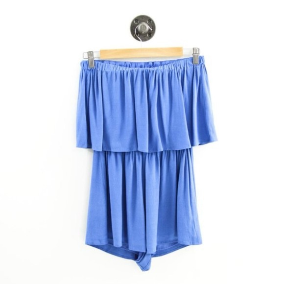 Blue Off-Shoulder Romper - Picture 2 of 3